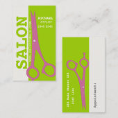 文字のはさみのスタイルを作る縦のサロンのスパの毛の上 予約カード (正面/裏面)
