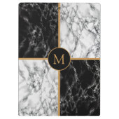 文字のカスタム白黒大理石クリップボード クリップボード (裏面)