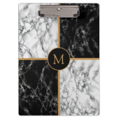 文字のカスタム白黒大理石クリップボード クリップボード (正面)