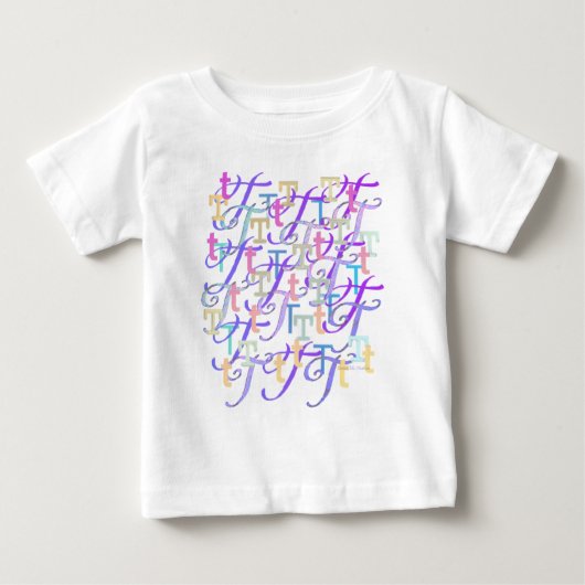 文字のカラフルな紙吹雪 "T" ベビーTシャツ (正面)
