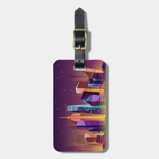 文字のニューヨークシティのカスタムなイラストレーション ラゲッジタグ (正面縦)