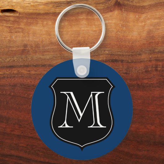 文字のパーソナライズされたエンブレム付きモノグラムのキーチェーン キーホルダー (正面)