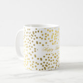 文字のフェイクな金ゴールドの紙吹雪のハッピーバースデーを個人化して下さい コーヒーマグカップ (正面左)
