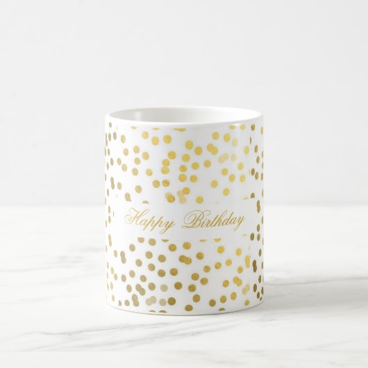 文字のフェイクな金ゴールドの紙吹雪のハッピーバースデーを個人化して下さい コーヒーマグカップ (中央)