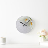 文字の余地のあるユリ ラウンド壁時計 (ホーム)