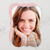 文字の写真の卒業案内のスクリプト 招待状 (正面/裏面)