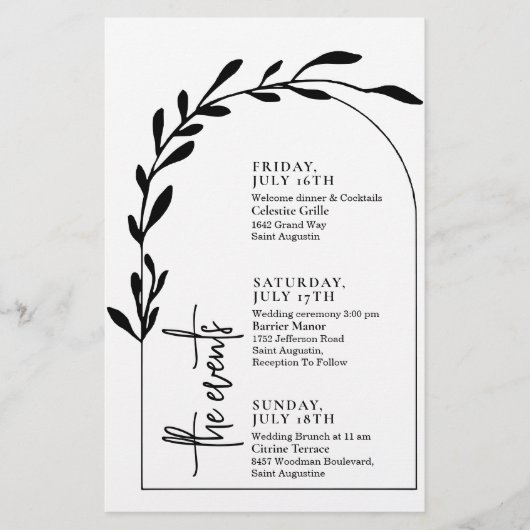 文字の基本Archの結婚イベントのタイムライン (正面)