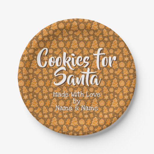 文字の変更 – Santa Cookie Made with Love 7" ペーパープレート (正面)