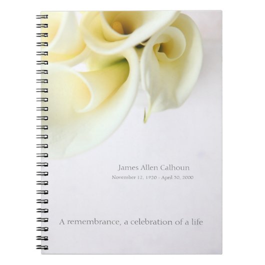 文字の宇宙を持つオランダカイウユリ ノートブック (正面)