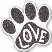 文字の愛とピンクのハートと落書き可能なポープリント シール (正面)