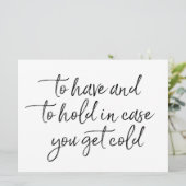 文字の毛布の標識を保持結婚する (スタンド正面)