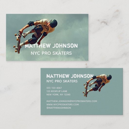 文字の統合されたスケートボードの写真 名刺 (正面/裏面)