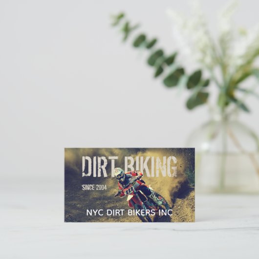 文字の統合された土のバイクの写真 名刺 (スタンド正面)