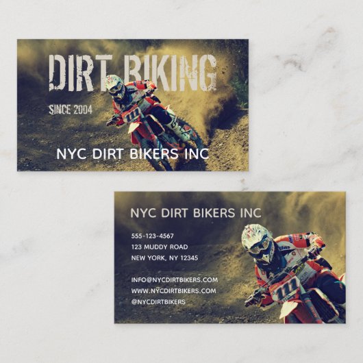 文字の統合された土のバイクの写真 名刺 (正面/裏面)