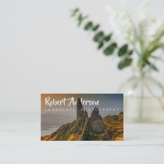 文字の統合された景色の写真撮影 名刺 (スタンド正面)