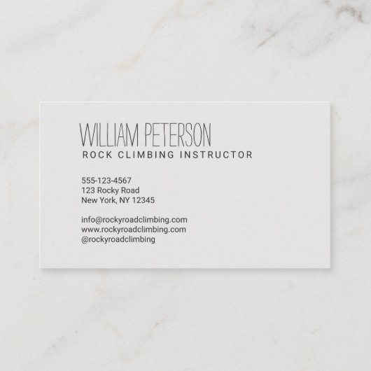 文字の統合された石の登山の写真 名刺 (裏面)
