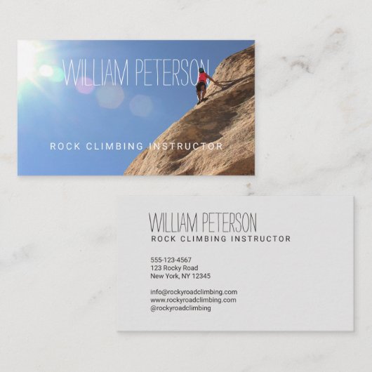 文字の統合された石の登山の写真 名刺 (正面/裏面)
