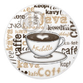 文字の芸術のコーヒーカップパターン名前 セラミックノブ (正面)