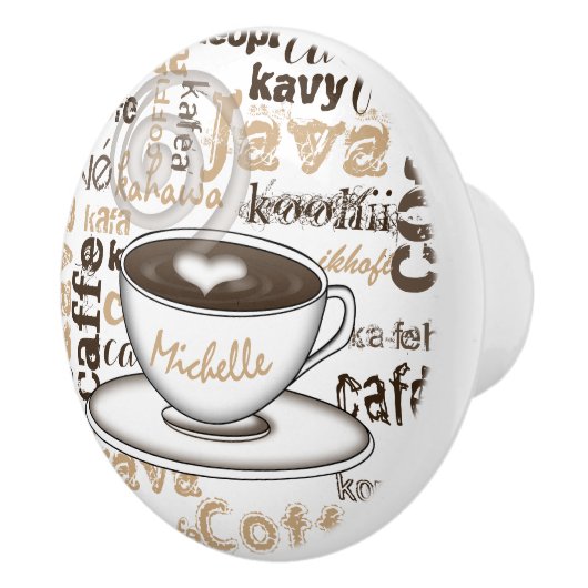 文字の芸術のコーヒーカップパターン名前 セラミックノブ (右)