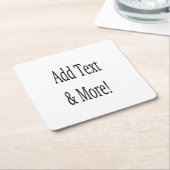 文字の追加カスタマイズ自分のパーソナライズされた スクエアペーパーコースター (アングル)