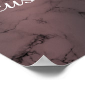 文字の追加カスタムバラ金ゴールドと黒い大理石 ポスター (角)