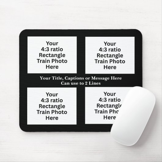 文字の追加、電車の写真はこちら4つの四角形の写真 マウスパッド (マウス)