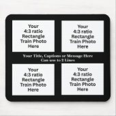 文字の追加、電車の写真はこちら4つの四角形の写真 マウスパッド (正面)