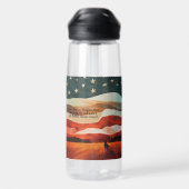 文字の追加 – Flag Sunsetに乗るカウボーイ ウォーターボトル (背面)