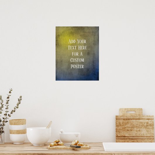 文字の黄色カスタムと青の追加グランジ ポスター (キッチン)