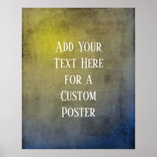 文字の黄色カスタムと青の追加グランジ ポスター (正面)