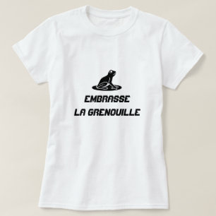 文字のEmbrasseのlaのgrenouilleを持つカエル Tシャツ