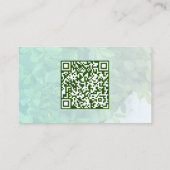 文字のQRコードを使用しパーソナライズされたた緑のミュート 名刺 (裏面)