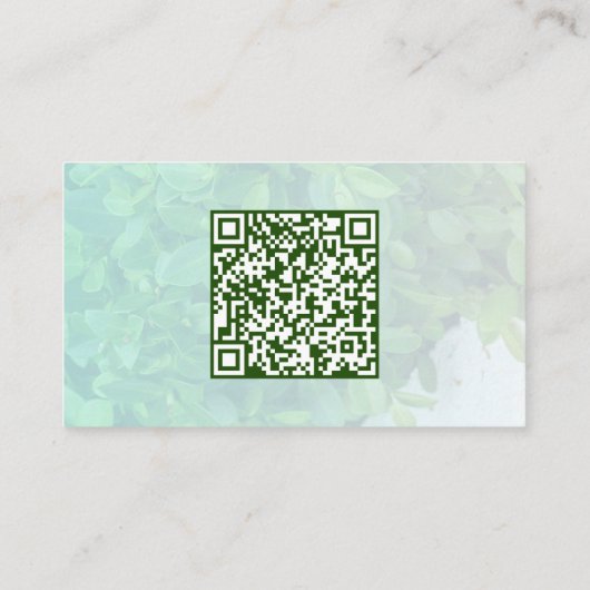 文字のQRコードを使用しパーソナライズされたた緑のミュート 名刺 (裏面)