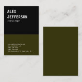 文字はっきりしたブラック茶色がかった緑 名刺 (正面/裏面)