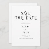 文字はっきりしたブラック&ホワイトシック日モダン付を保存 招待状 (正面/裏面)