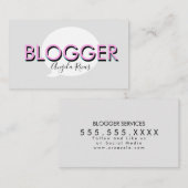 文字はっきりしたブロガーGray Pink Business Card 名刺 (正面/裏面)