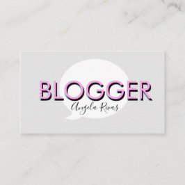 文字はっきりしたブロガーGray Pink Business Card 名刺