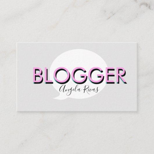 文字はっきりしたブロガーGray Pink Business Card 名刺 (正面)