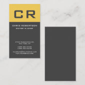 文字はっきりしたモノグラムグレーイエローミニマモダンリスト 名刺 (正面/裏面)