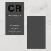 文字はっきりしたモノグラムブラックグレービジネスカード 名刺 (正面/裏面)