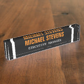 文字はっきりした白黒オレンジスタイリッシュプロフェッショナル デスクネームプレート (側面)