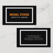 文字はっきりした白黒オレンジスタイリッシュプロフェッショナル 名刺 (正面/裏面)