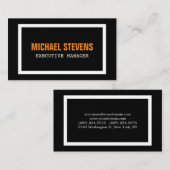 文字はっきりした白黒オレンジスタイリッシュプロフェッショナル 名刺 (正面/裏面)