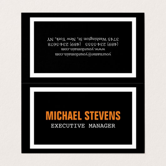 文字はっきりした白黒オレンジスタイリッシュプロフェッショナル 名刺 (外部フラット)