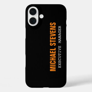文字はっきりした白黒オレンジスタイリッシュプロフェッショナル iPhone 16 PLUSケース