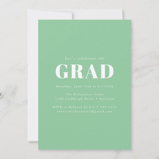 文字はっきりした緑 |写真卒業パーティー 招待状 (裏面)