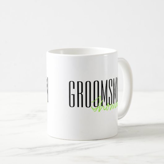文字はっきりした"Groomsman"カスタムウェディングパーティー コーヒーマグカップ (正面右)