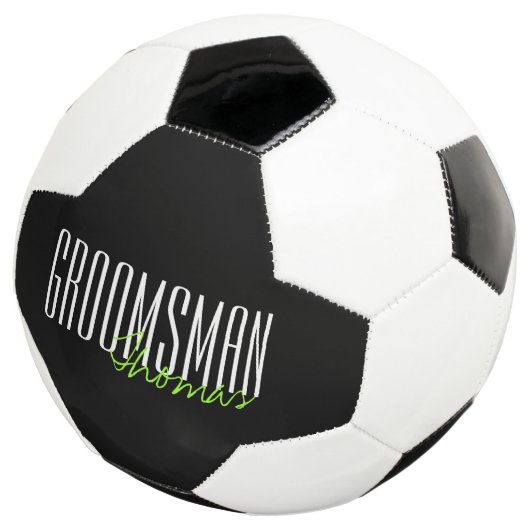 文字はっきりした"Groomsman"カスタムウェディングパーティー サッカーボール (3/4)