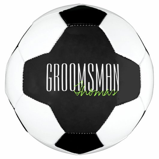 文字はっきりした"Groomsman"カスタムウェディングパーティー サッカーボール (正面)