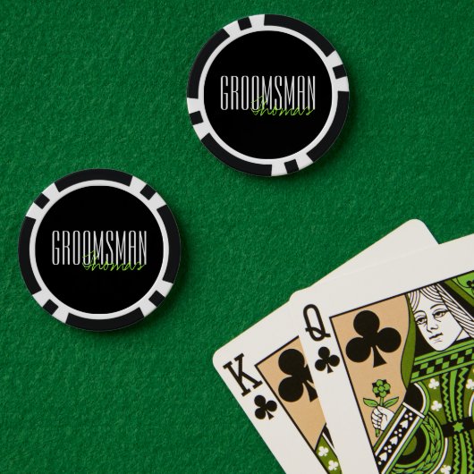 文字はっきりした"Groomsman"カスタムウェディングパーティー ポーカーチップ (ポーカーテーブル (ダブル))
